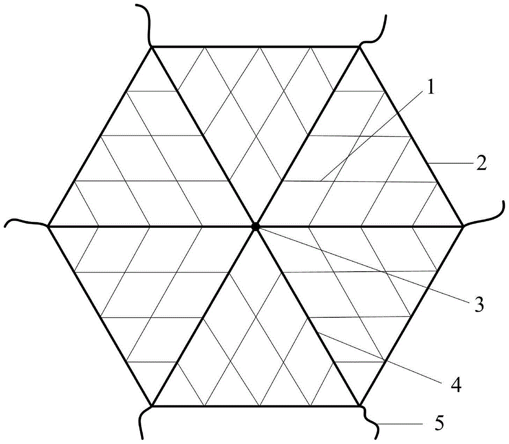 A hexagonal space capture rope net and its preparation method