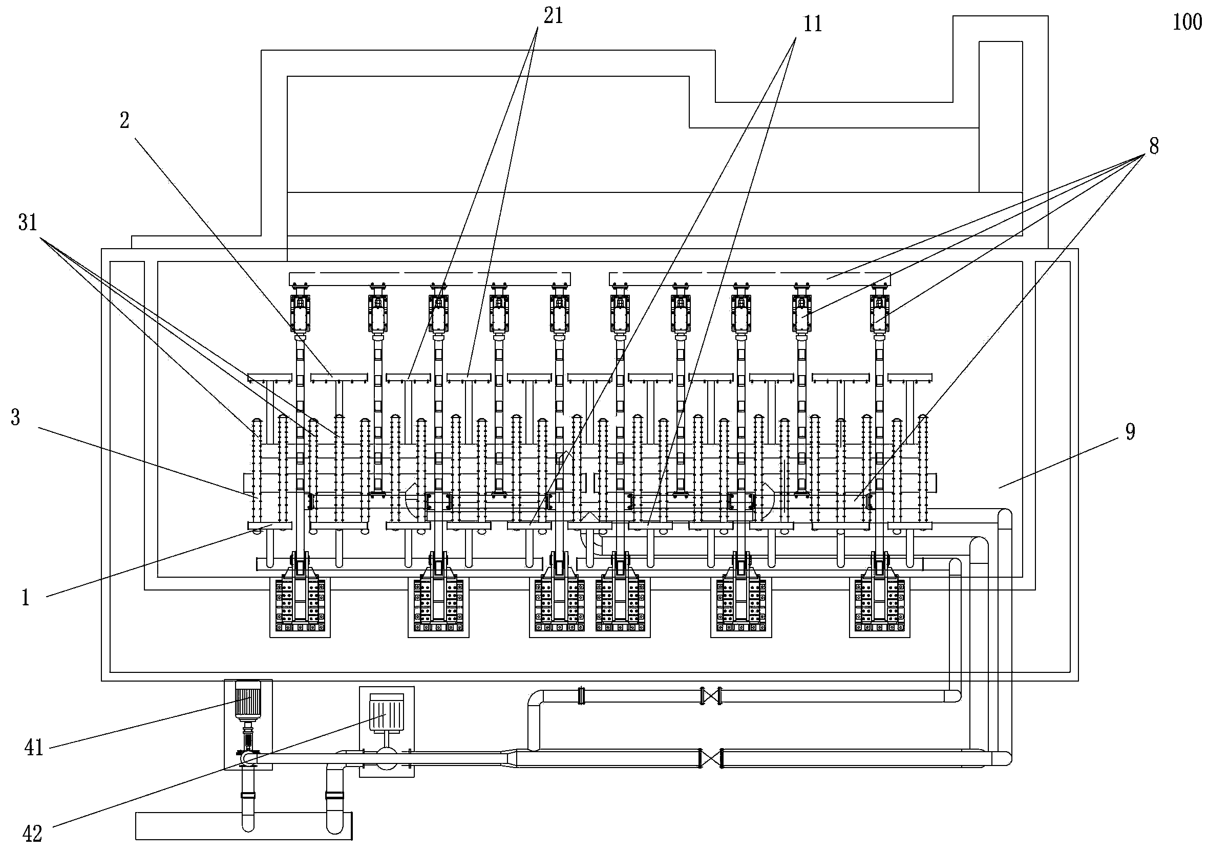 Water cooling system for steel plate quenching apparatus