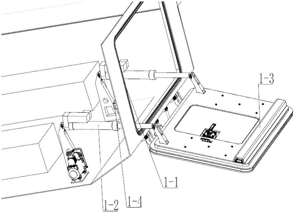 Electric control springboard type rear cabin door structure