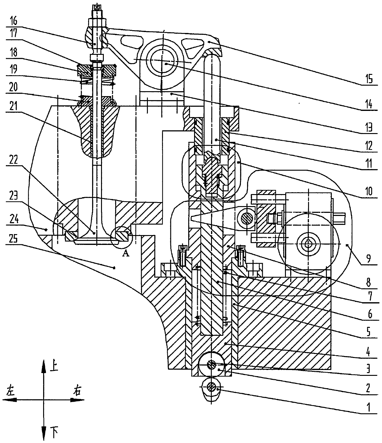Internal combustion engine hydraulic valve lift adjustment buffer device
