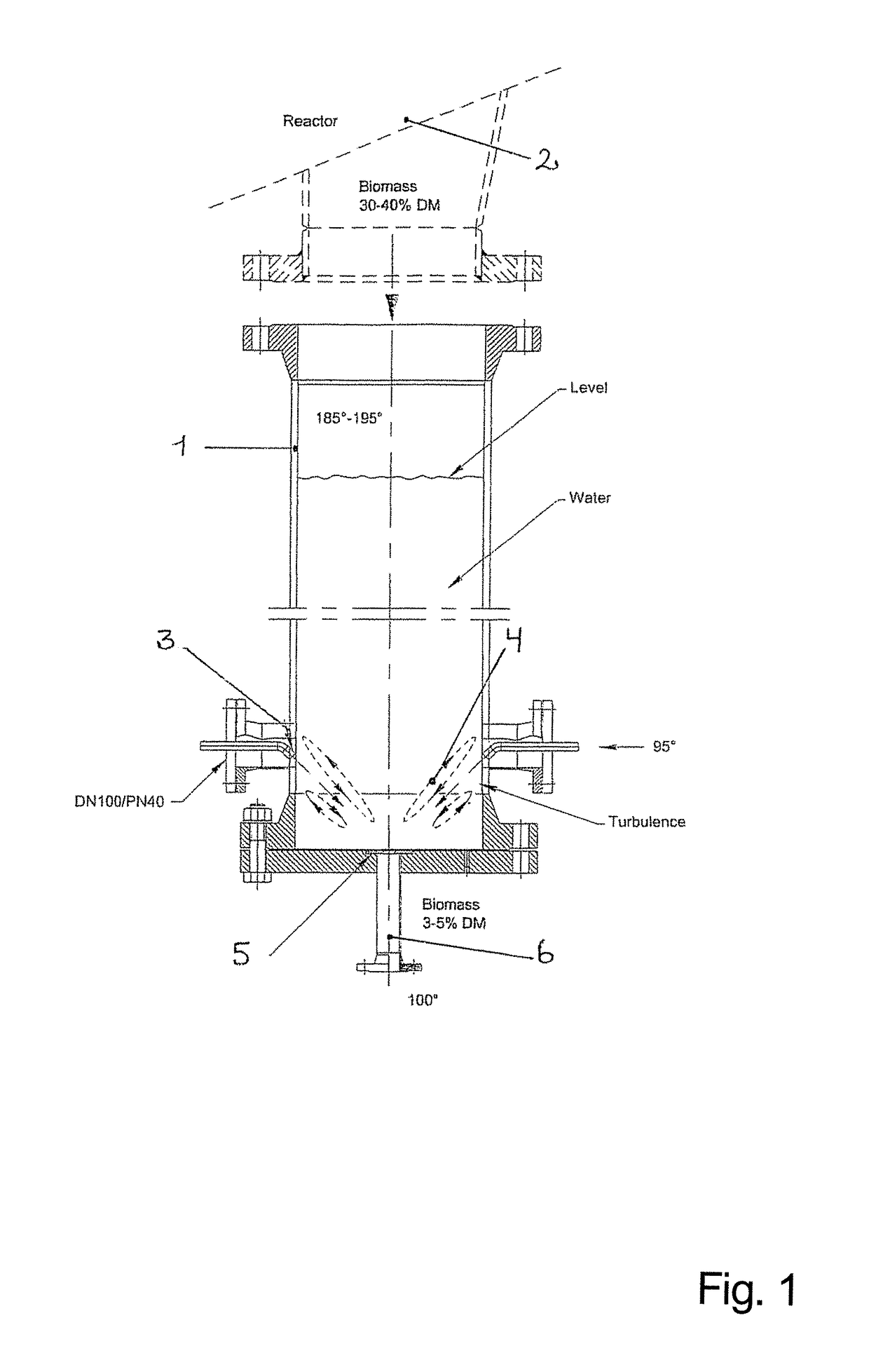 Device for discharging pretreated biomass from higher to lower pressure regions