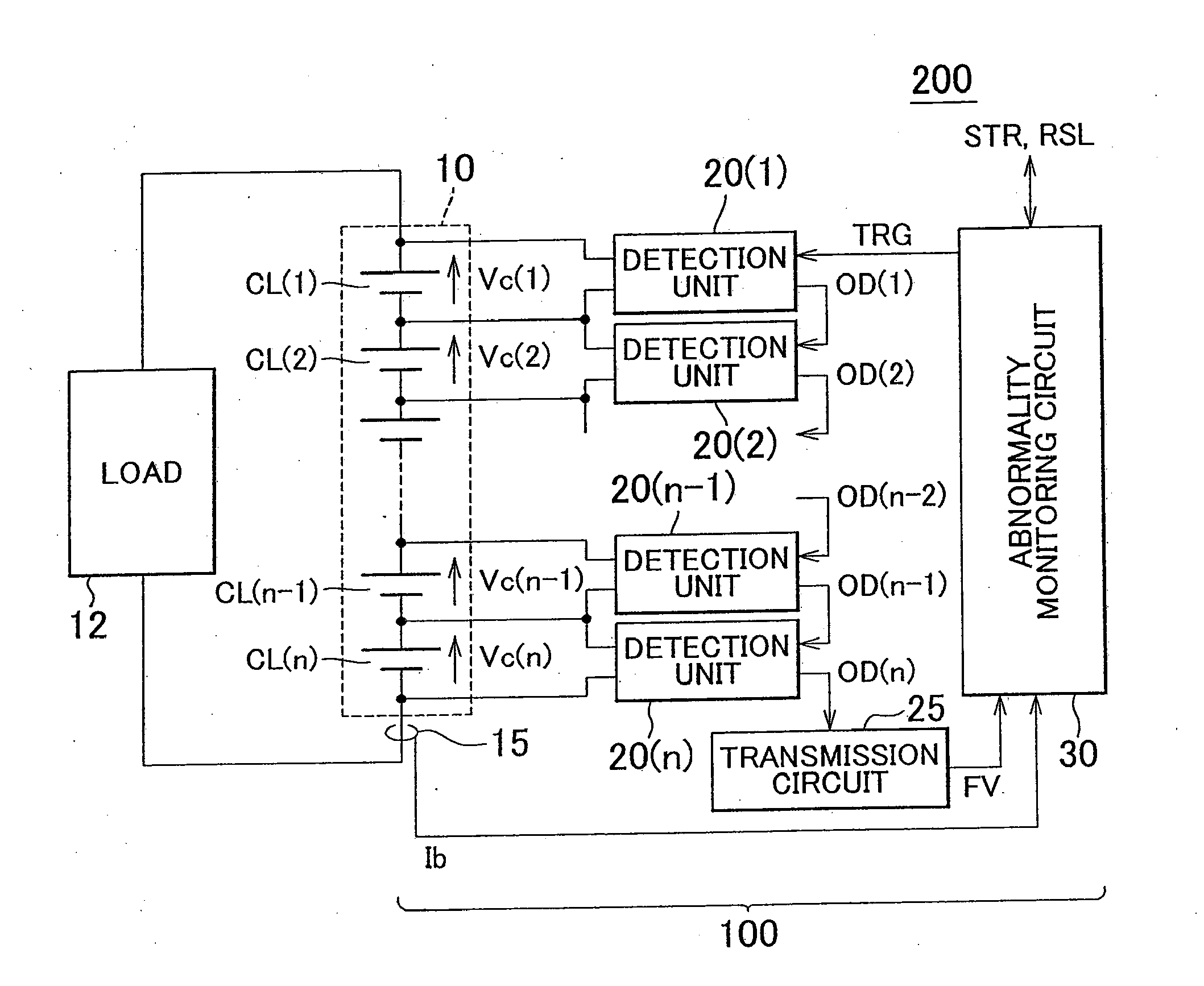Abnormality detecting system for battery assembly