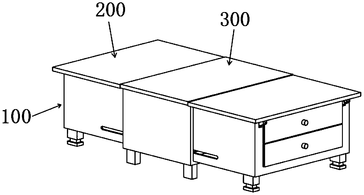 Tea table facilitating fine adjustment of height of supporting leg