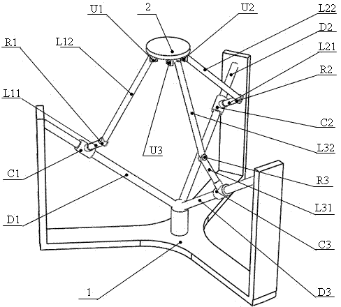 Three-translational spatial parallel robot mechanism