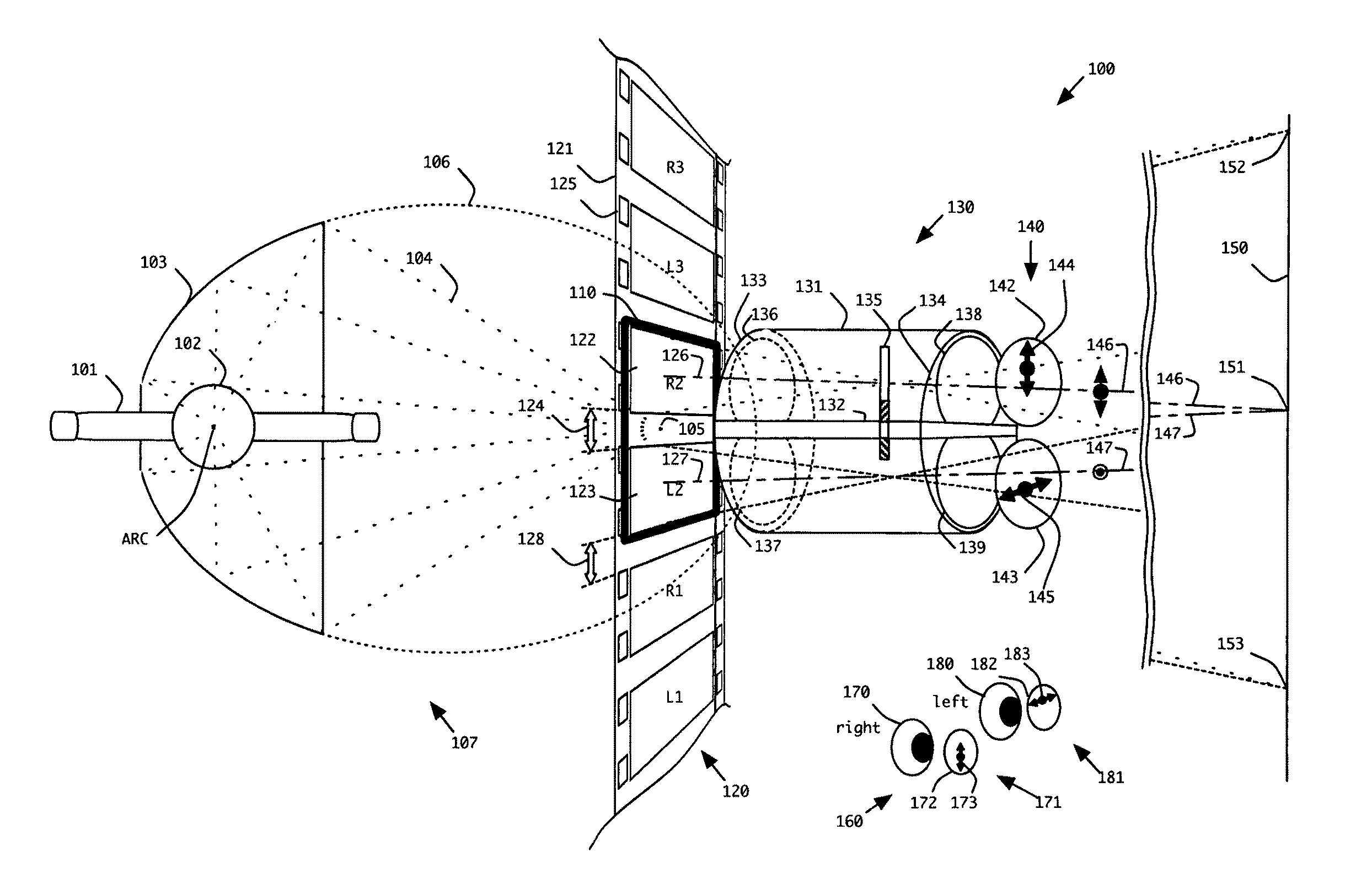 Method and system for optical alignments for three-dimensional (3D) projection