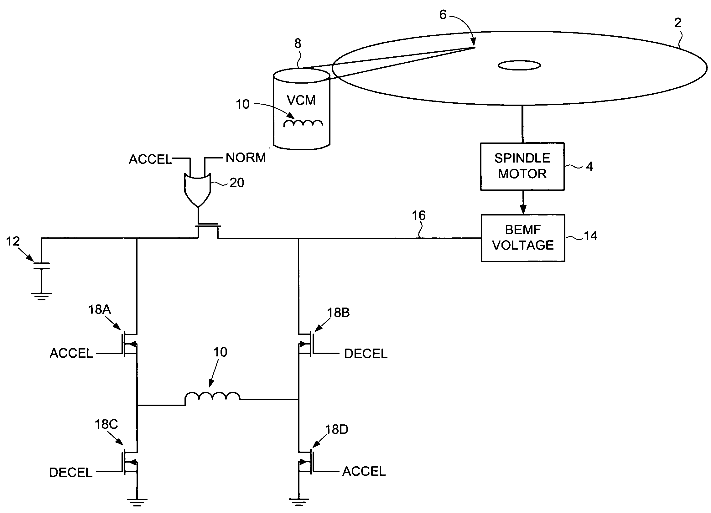 Disk drive controlling a voice coil motor during an emergency unload