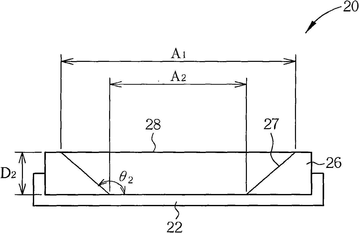 Packaging shell and packaging structure of edge type light emitting component