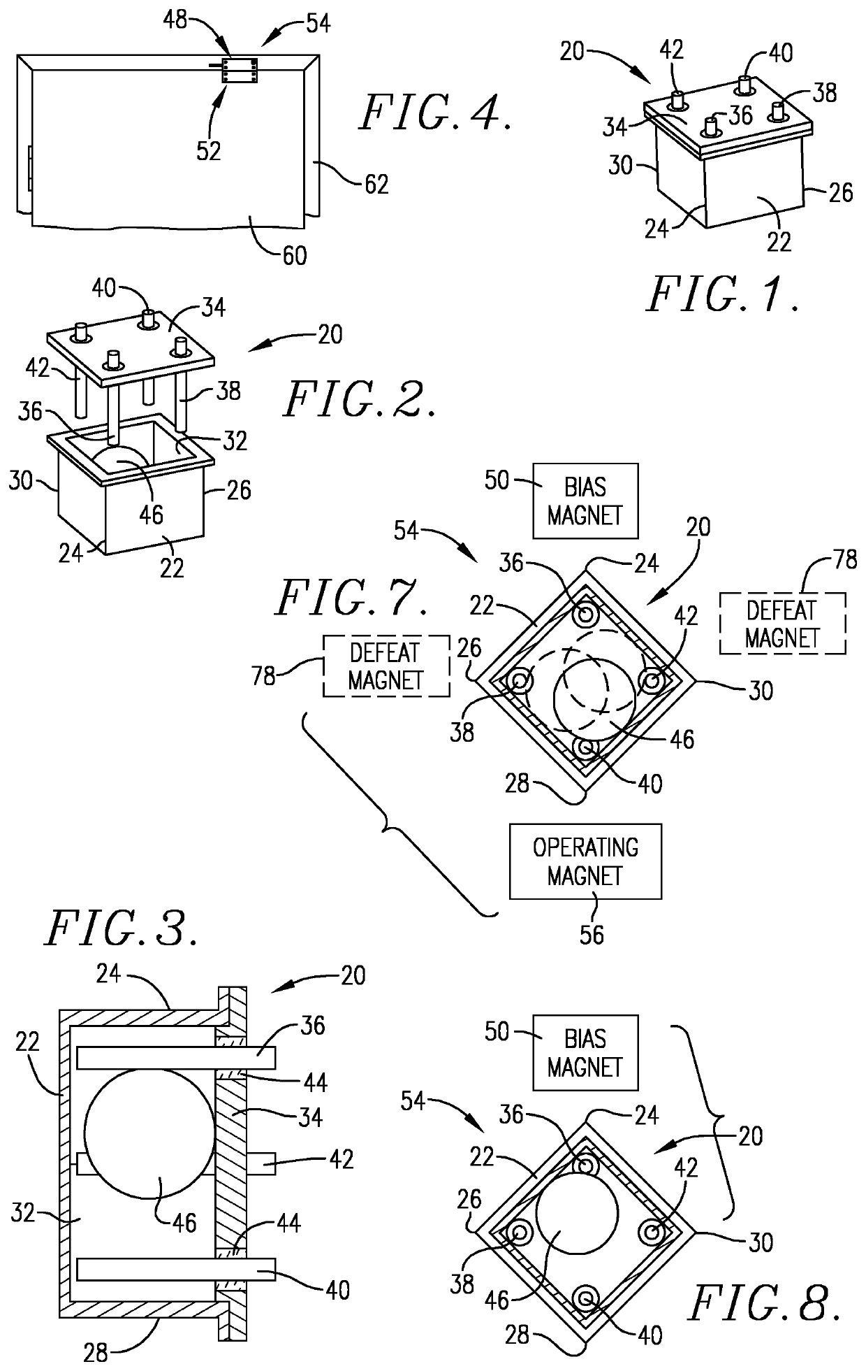 Four-contact magnetic switch apparatus