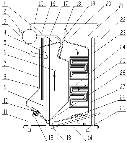 Single-drum oblique-injection down-intake gas-and-oil-fired corner tube boiler