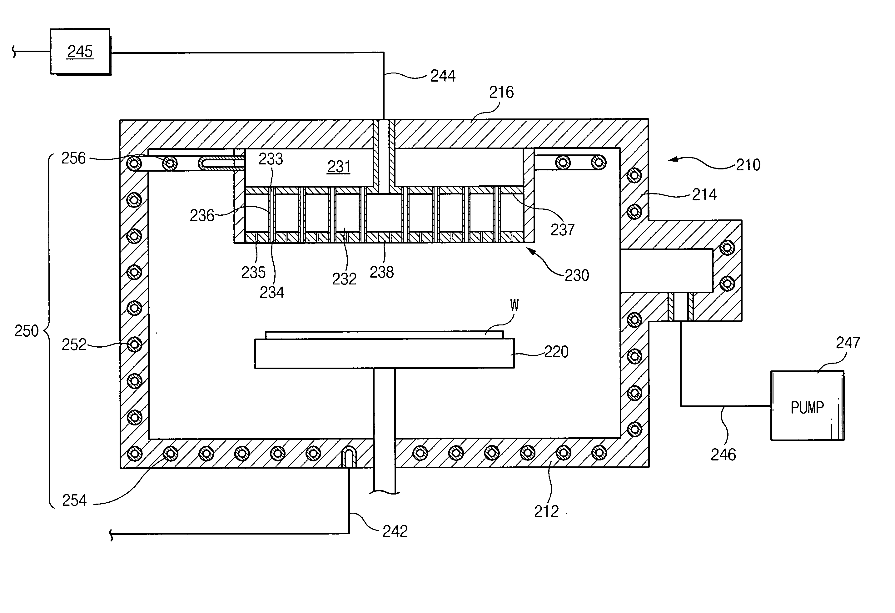 Apparatus for fabricating semiconductor devices, heating arrangement, shower head arrangement, method of reducing thermal disturbance during fabrication of a semiconductor device, and method of exchanging heat during fabrication of a semiconductor device