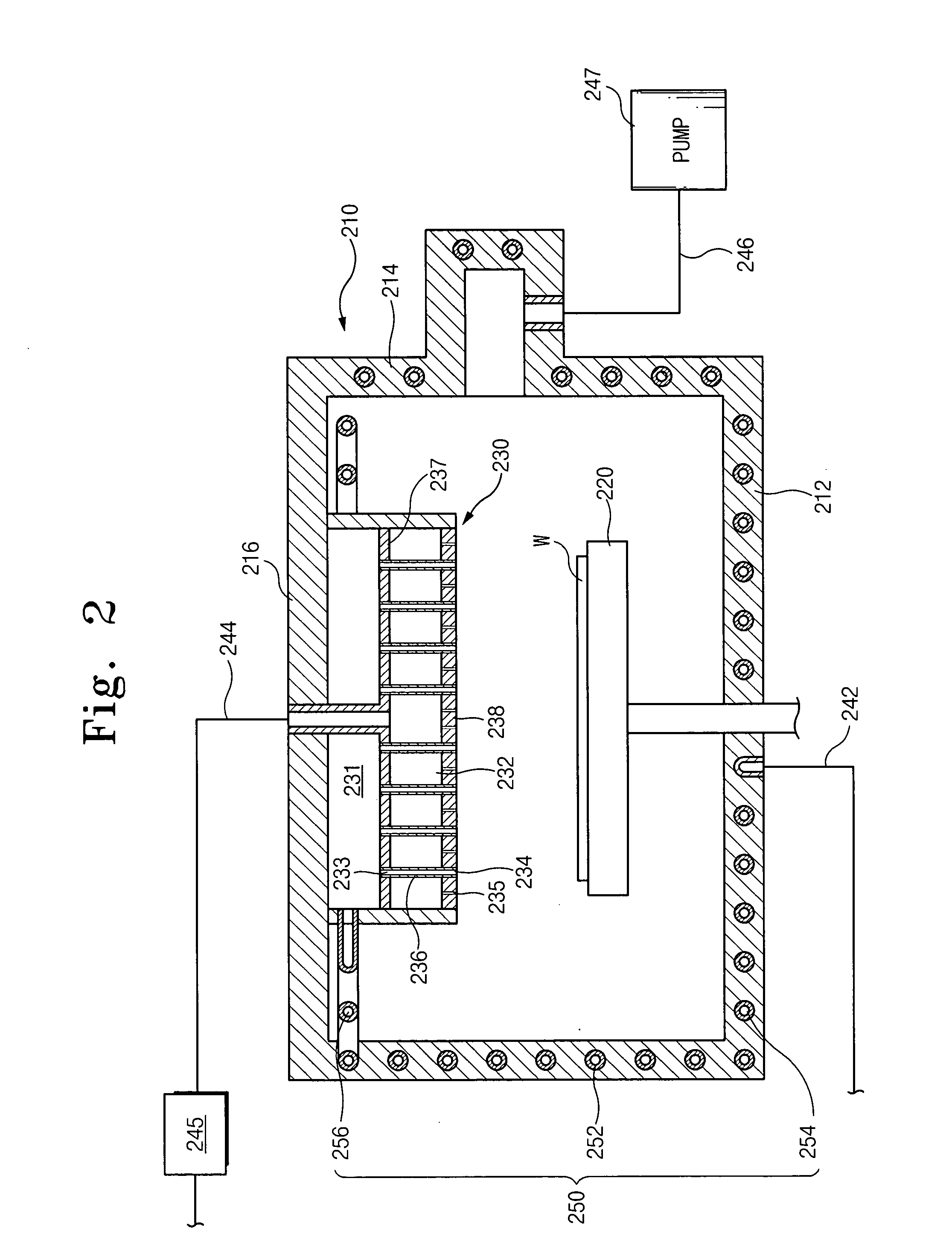 Apparatus for fabricating semiconductor devices, heating arrangement, shower head arrangement, method of reducing thermal disturbance during fabrication of a semiconductor device, and method of exchanging heat during fabrication of a semiconductor device
