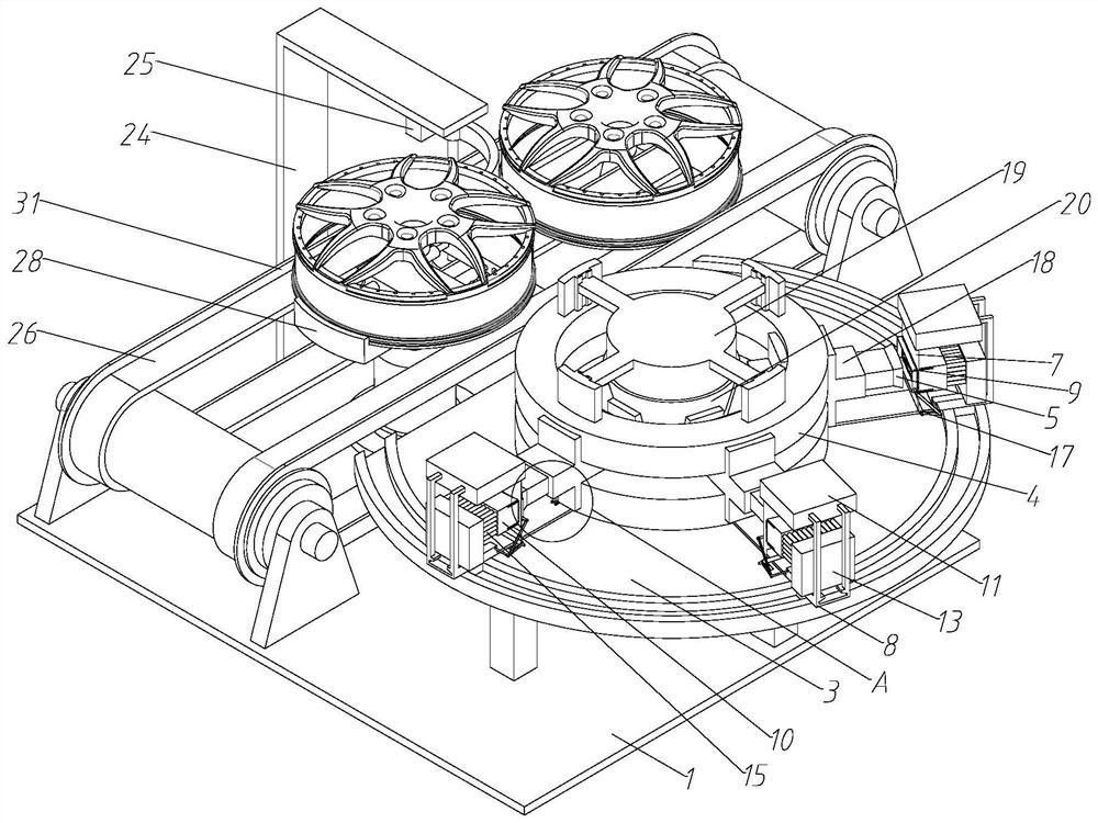 Labeling machine for labeling hub