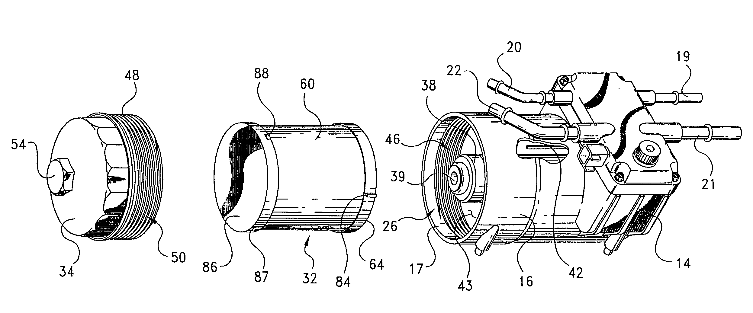 Filter element with vent orifice and assembly therefore