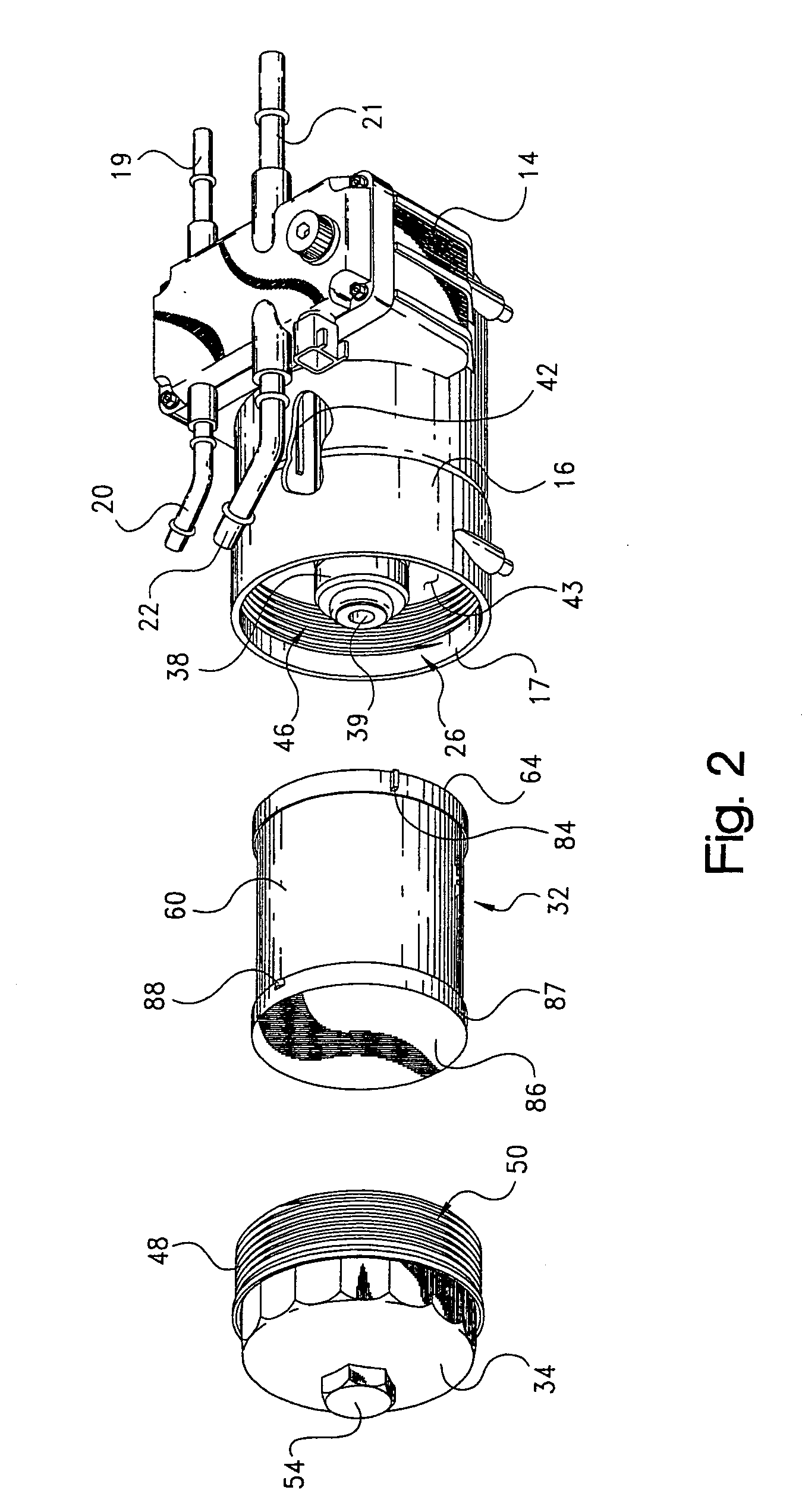 Filter element with vent orifice and assembly therefore