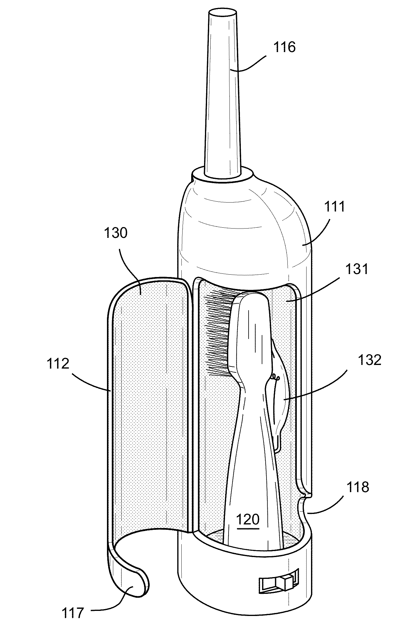 Dental device having an integrated sanitation chamber