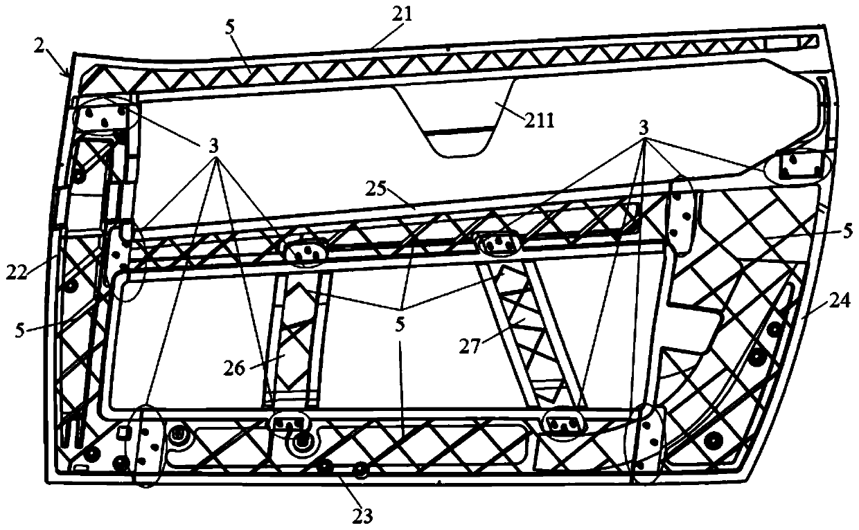 Automobile door assembly for electric vehicle and processing method thereof