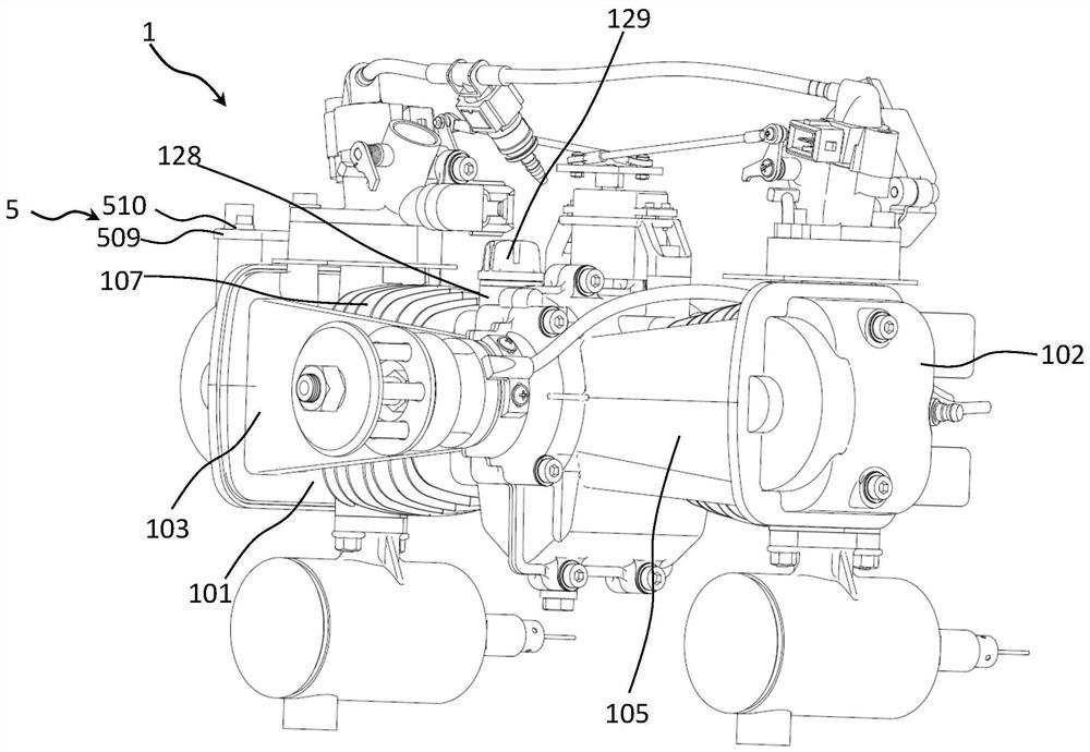 Double-cylinder horizontally opposed engine