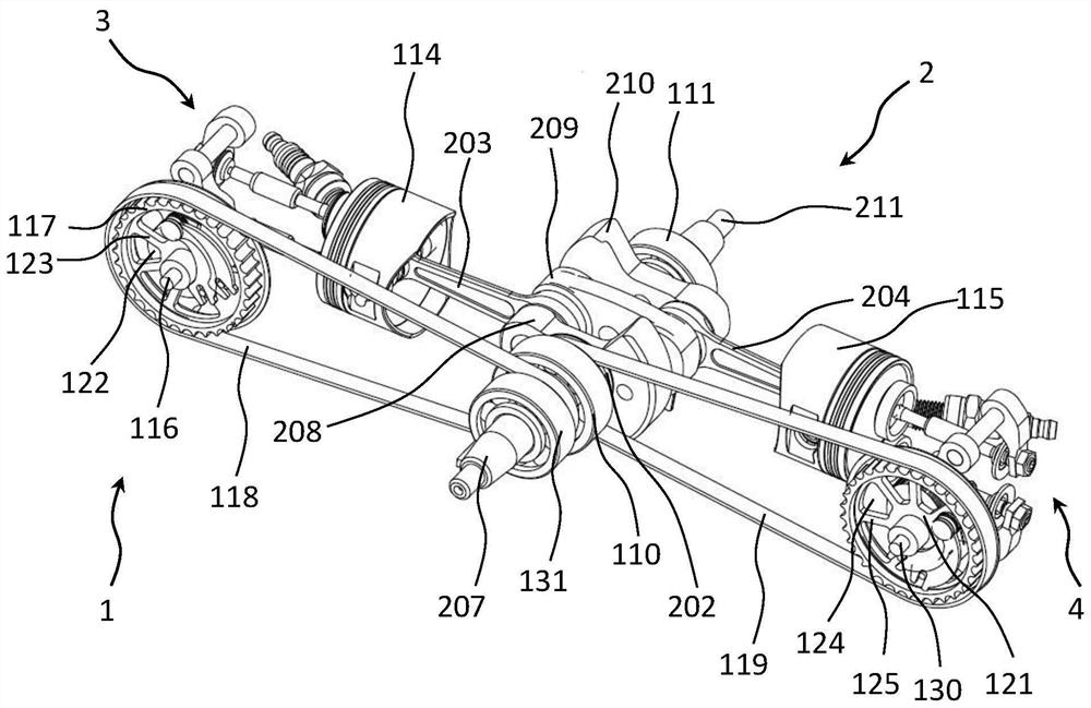 Double-cylinder horizontally opposed engine