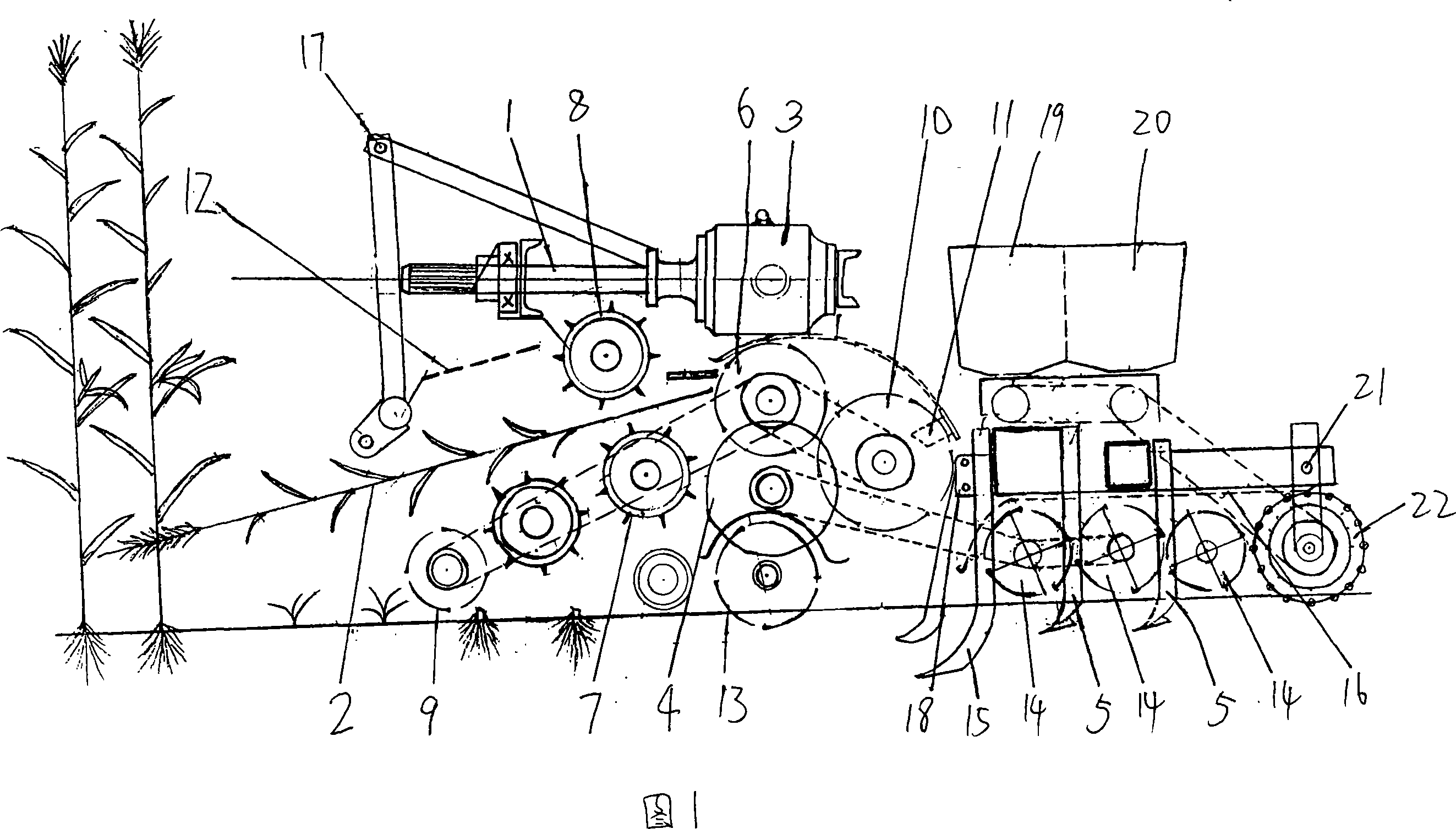 Combined stalk returning field no-tillage fertilizing and seeding machine