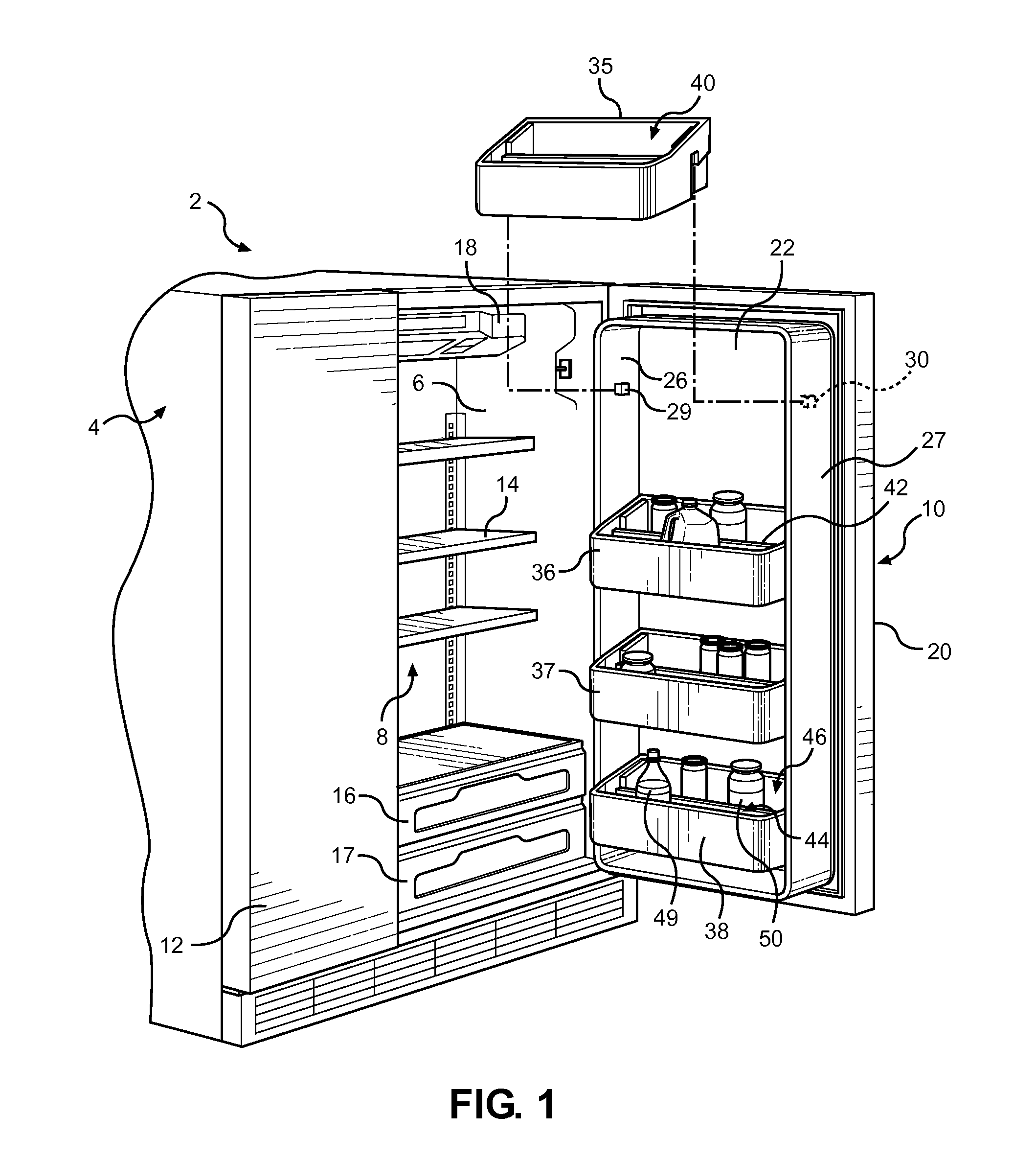 Tiered storage system for refrigerator door