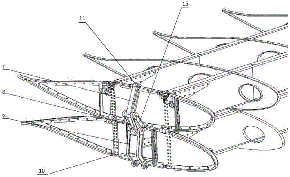 Novel folding wing and driving and deadlocking mechanism