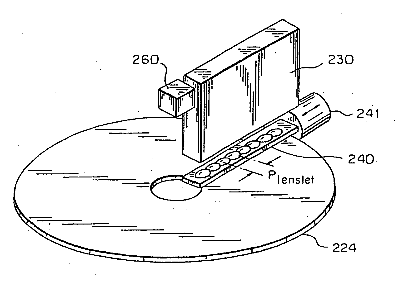 Optical disk drive using one dimensional scanning