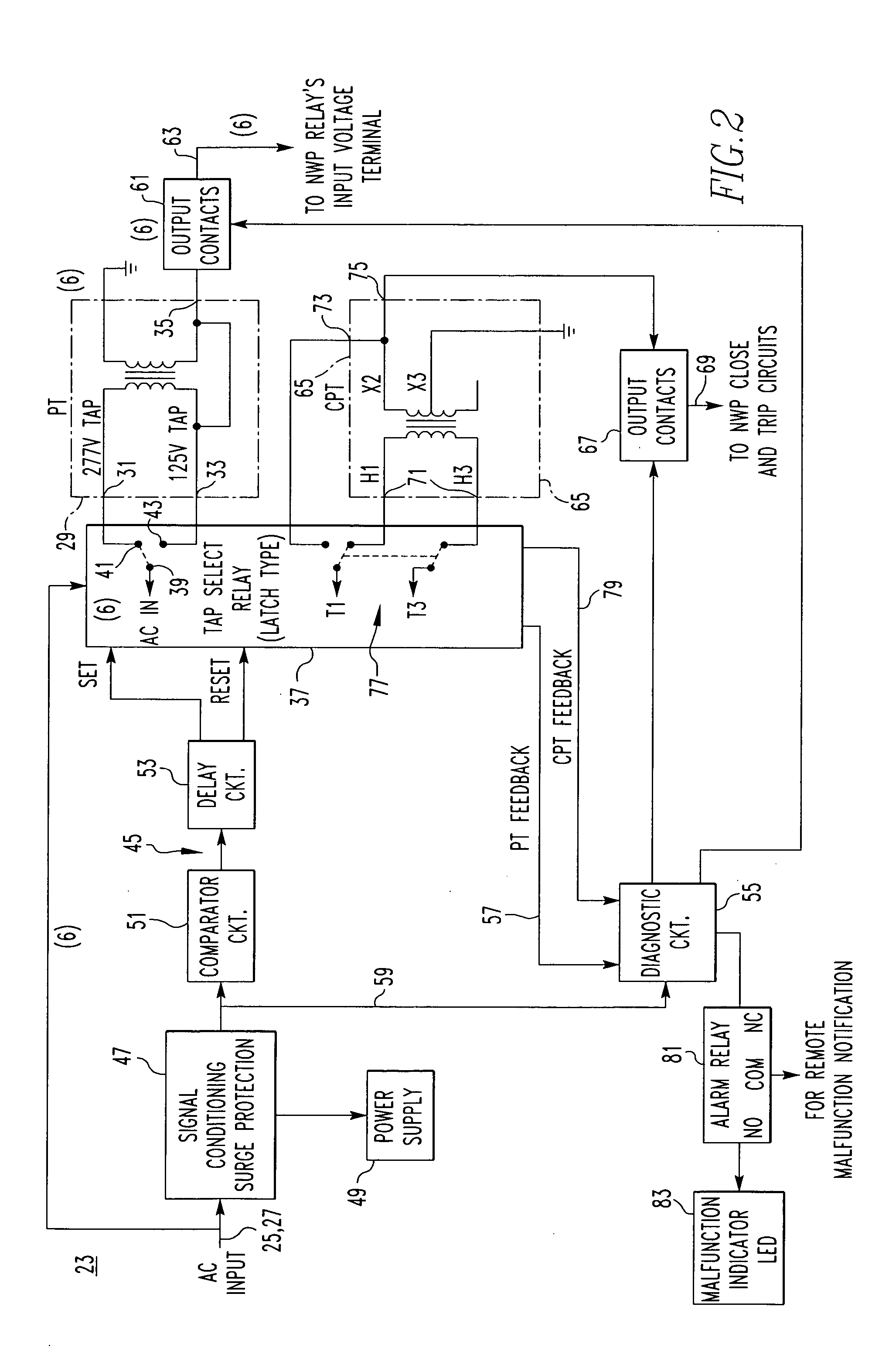 Automatic voltage device and network protector incorporating same