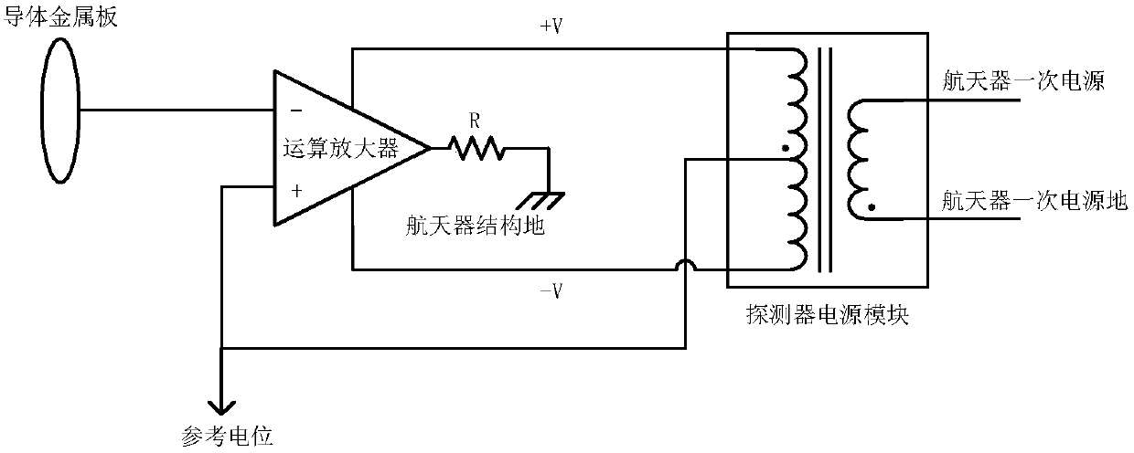 Device for establishing reference potential of detector in spatial plasma environment