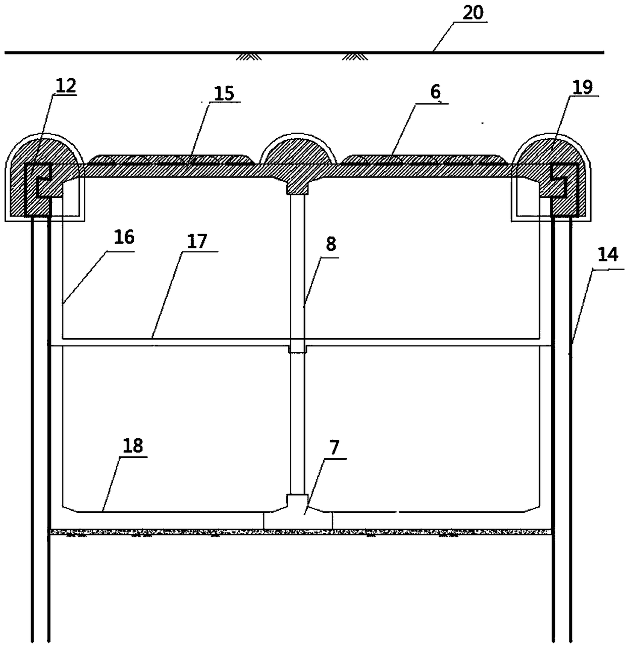 A construction method for building underground structures with large-diameter pipe jacking combined with hole piles