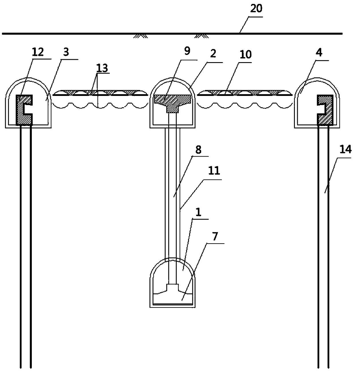 A construction method for building underground structures with large-diameter pipe jacking combined with hole piles