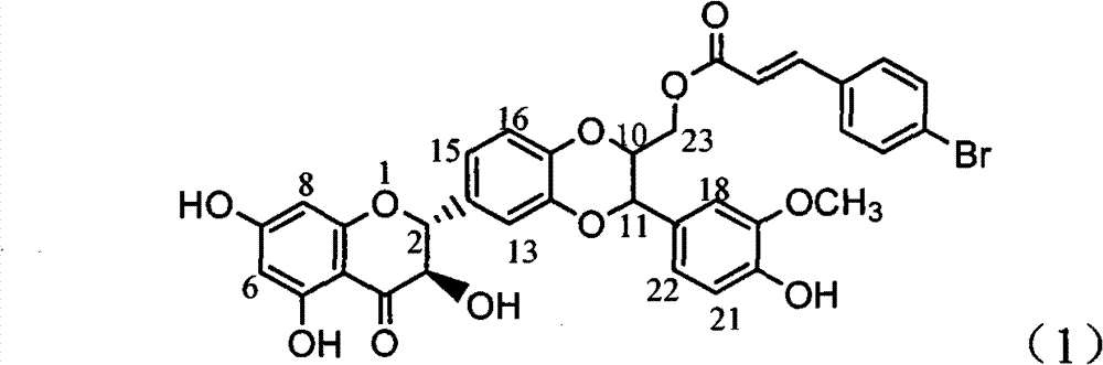 Pharmaceutical application of p-bromocinnamoyl silybin to preparing glycosidase inhibitors