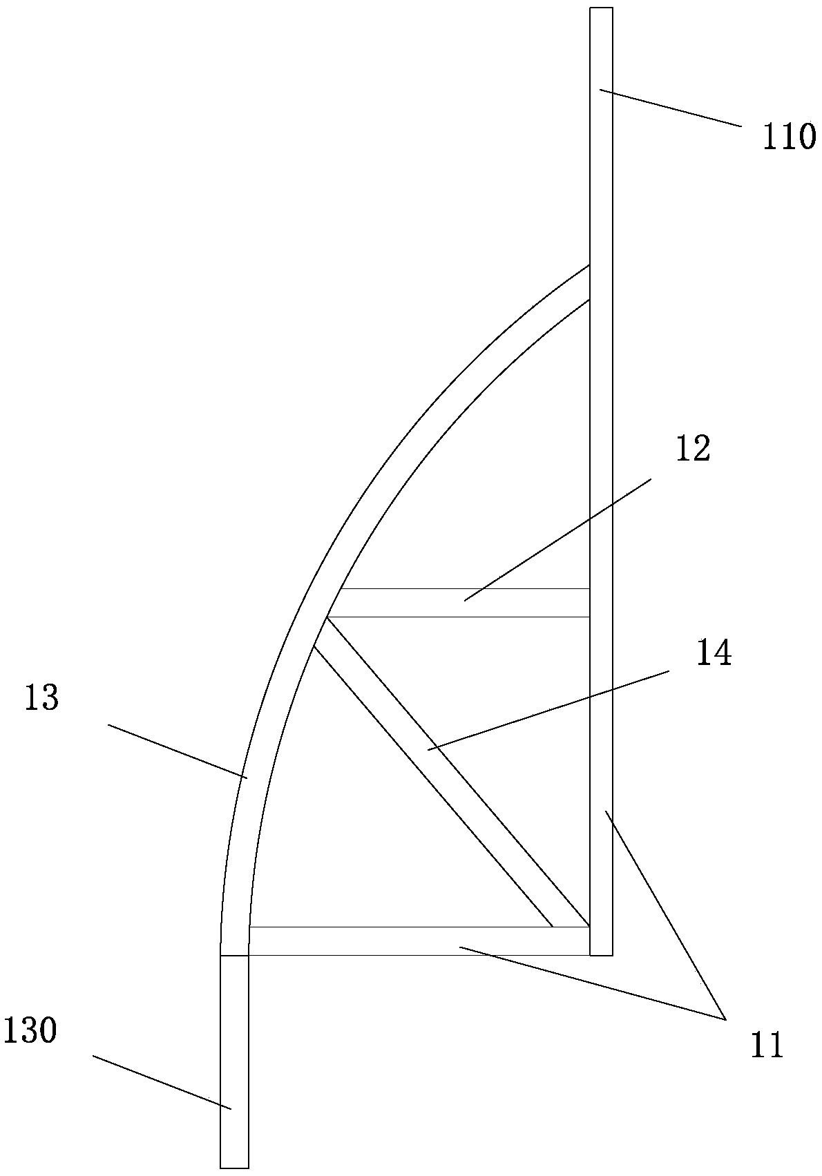 Smooth template system with arc side for cast-in-situ deformed beam