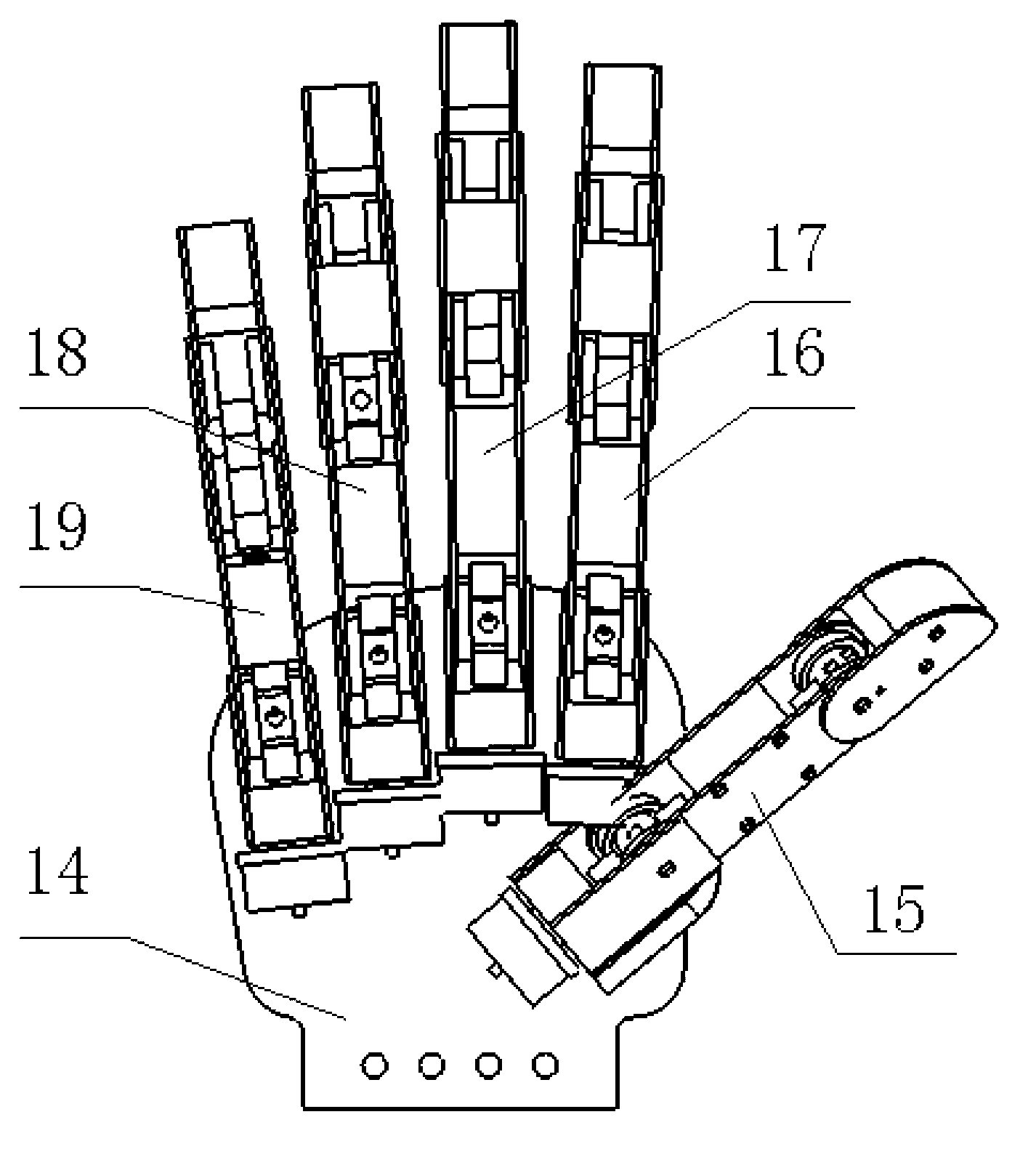 Humanoid hand in underactuation exquisite transmission structure