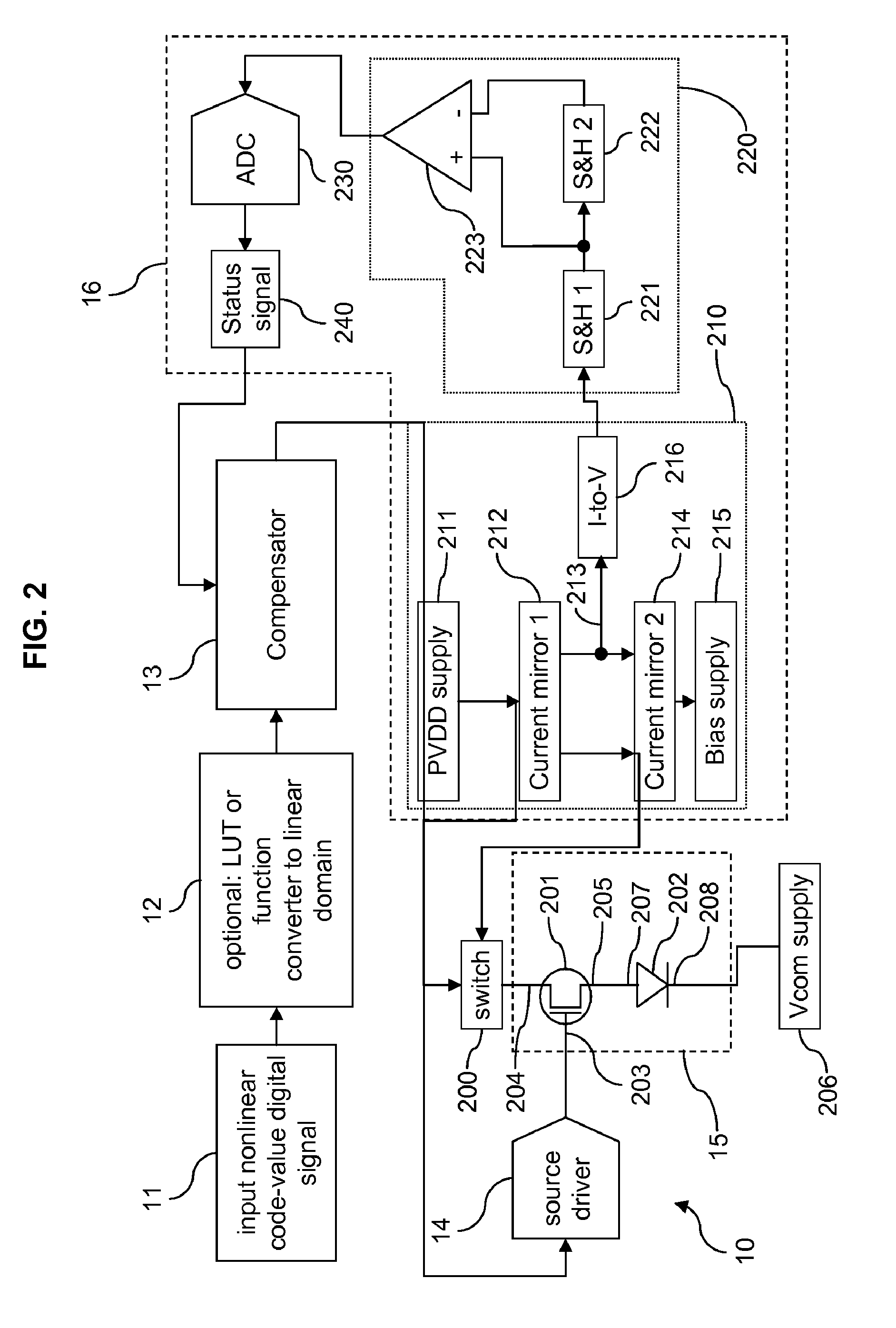 Electroluminescent display compensated drive signal