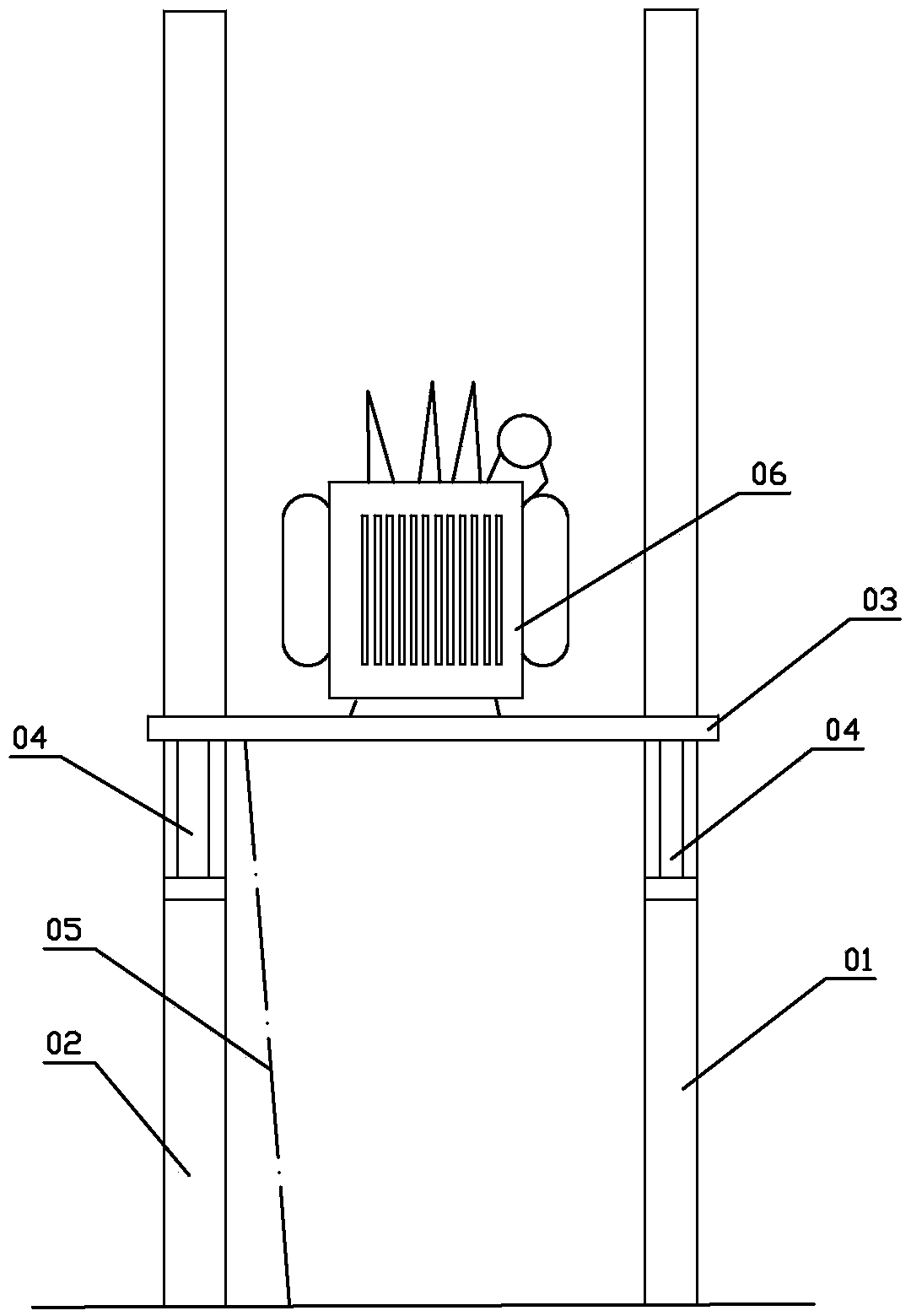 Power transformer outdoor installation supporting device