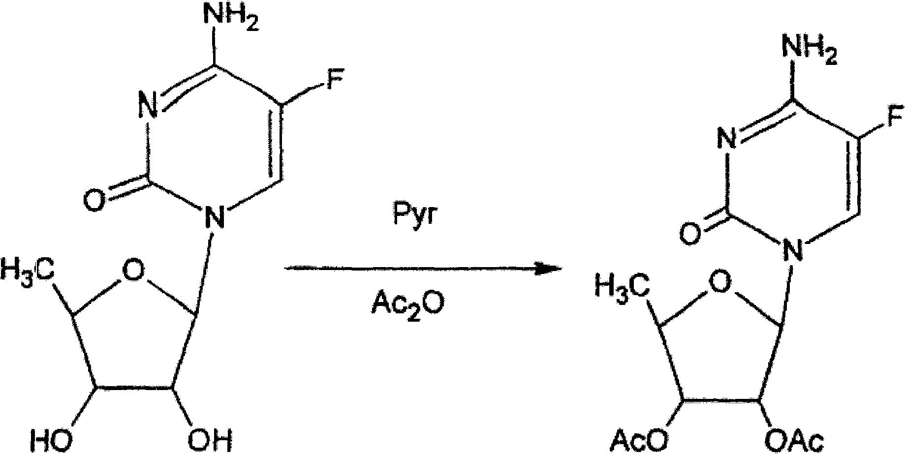 Preparation method of 2',3'-di-O-acetyl-5'-deoxy-5-fluorocytidine