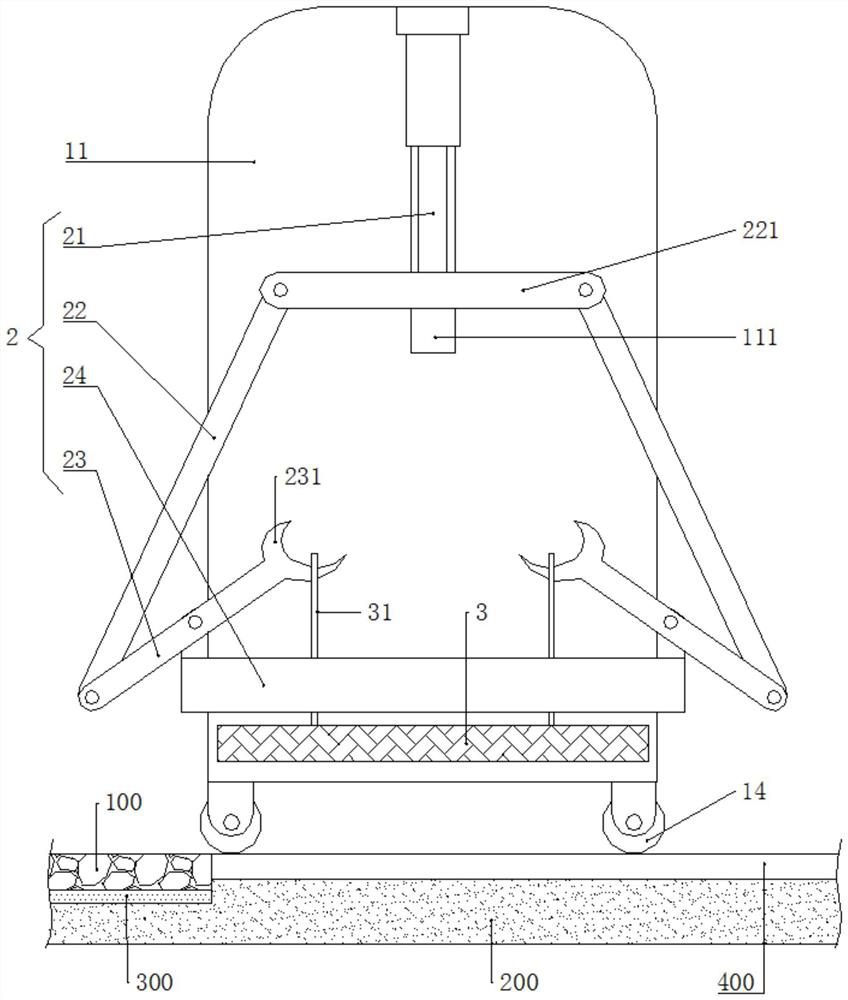 Trial paving device for stone paving and stone paving method