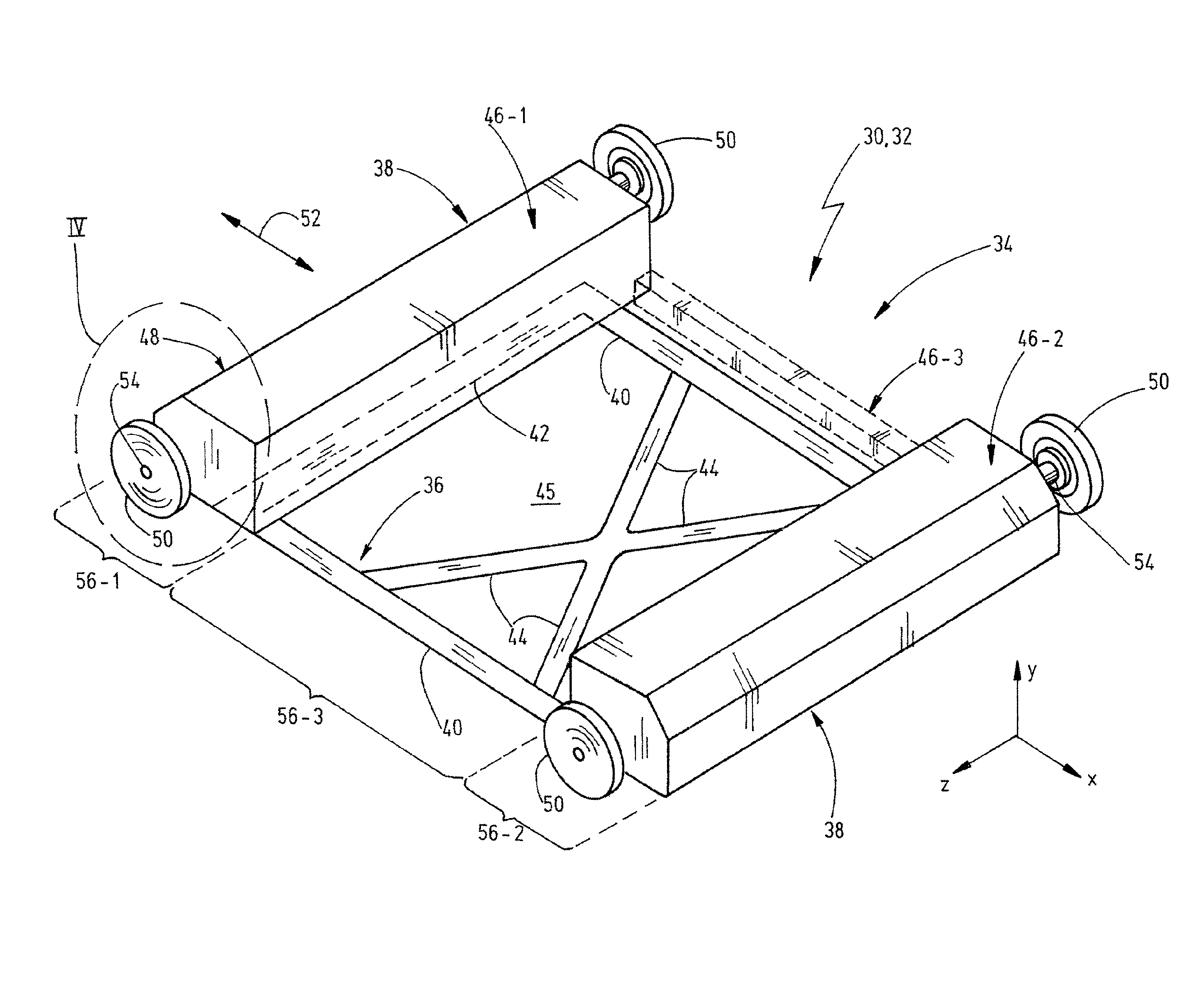 Conveying vehicle as well as base frame and modular system for conveying vehicle