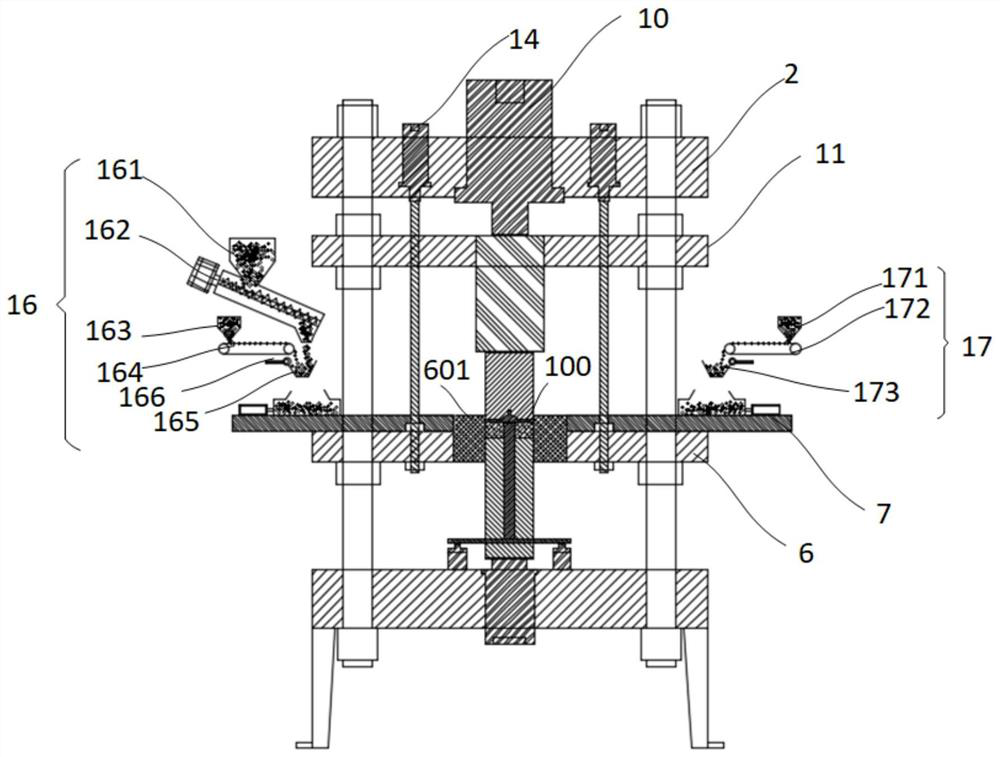 Feeding and forming system and forming method for powder metallurgy friction block