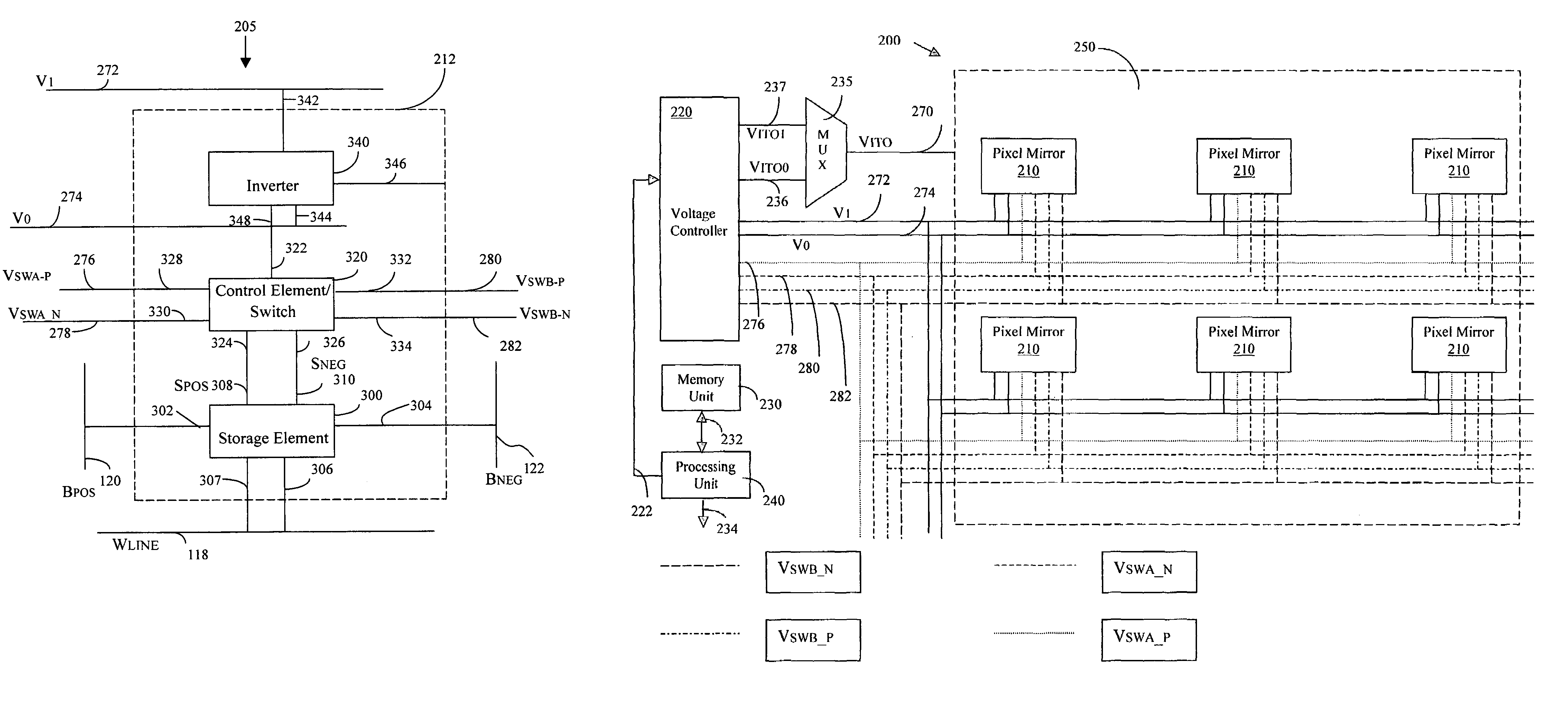 Pixel cell voltage control and simplified circuit for prior to frame display data loading