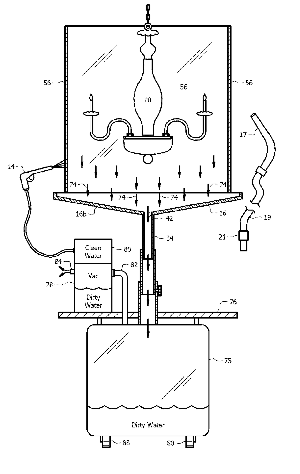 Directional atomizer system for cleaning chandeliers
