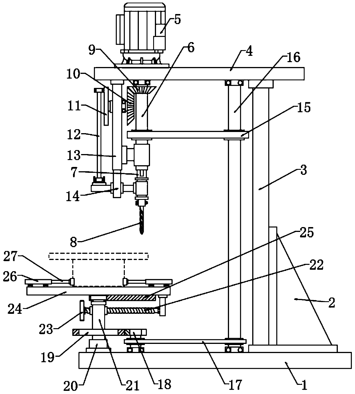 Full-automatic flange plate circumferential drilling device