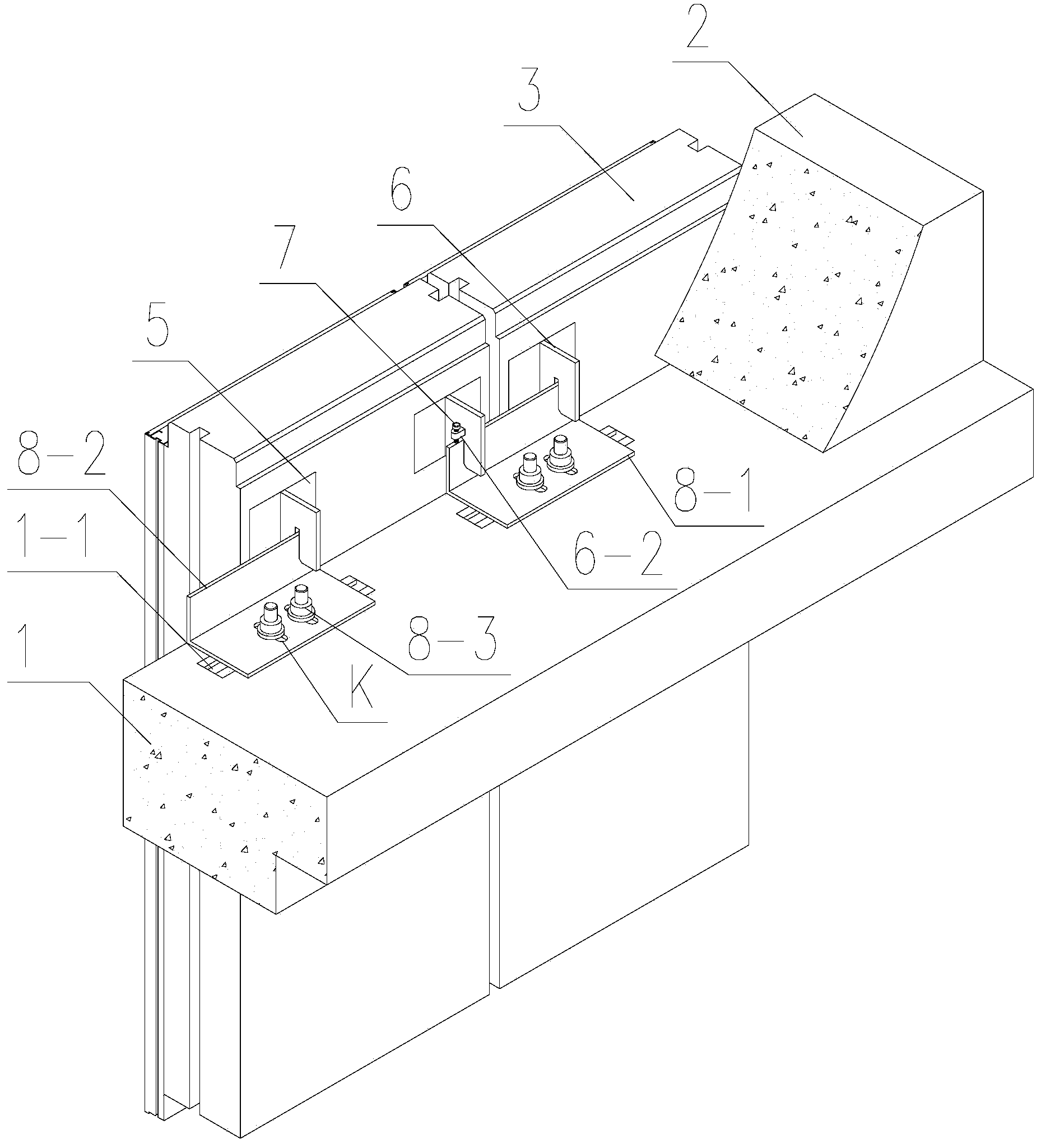 Three-dimensional adjustable mounting connecting structure of assembled wallboard and laminated beam