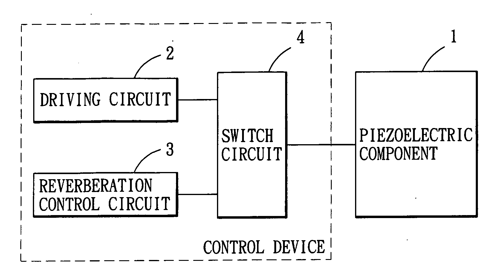 Control device for suppression of residual vibration of piezoelectric transducer