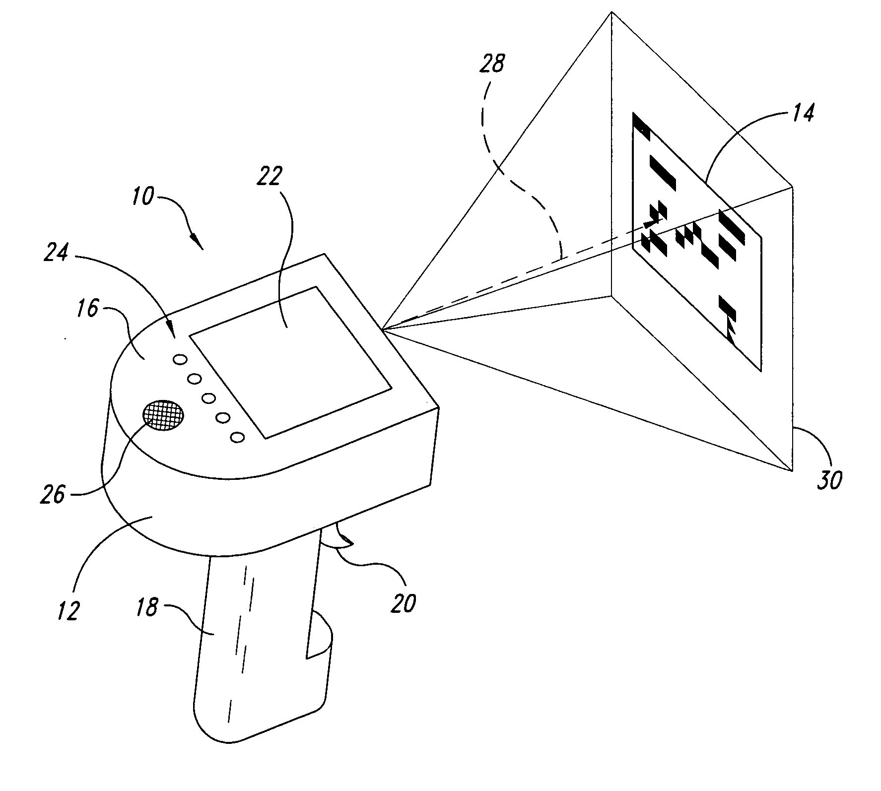 System, method and article for enhancing aiming in machine-readable symbol readers, such as barcode readers