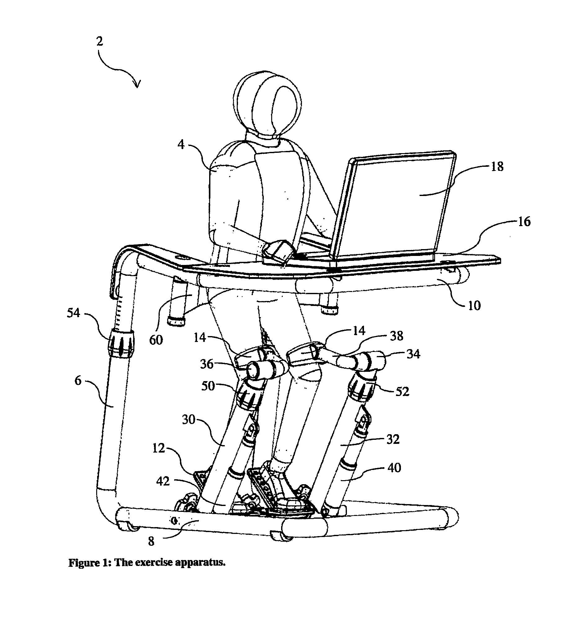 Exercise equipment intended for exercising legs of a person