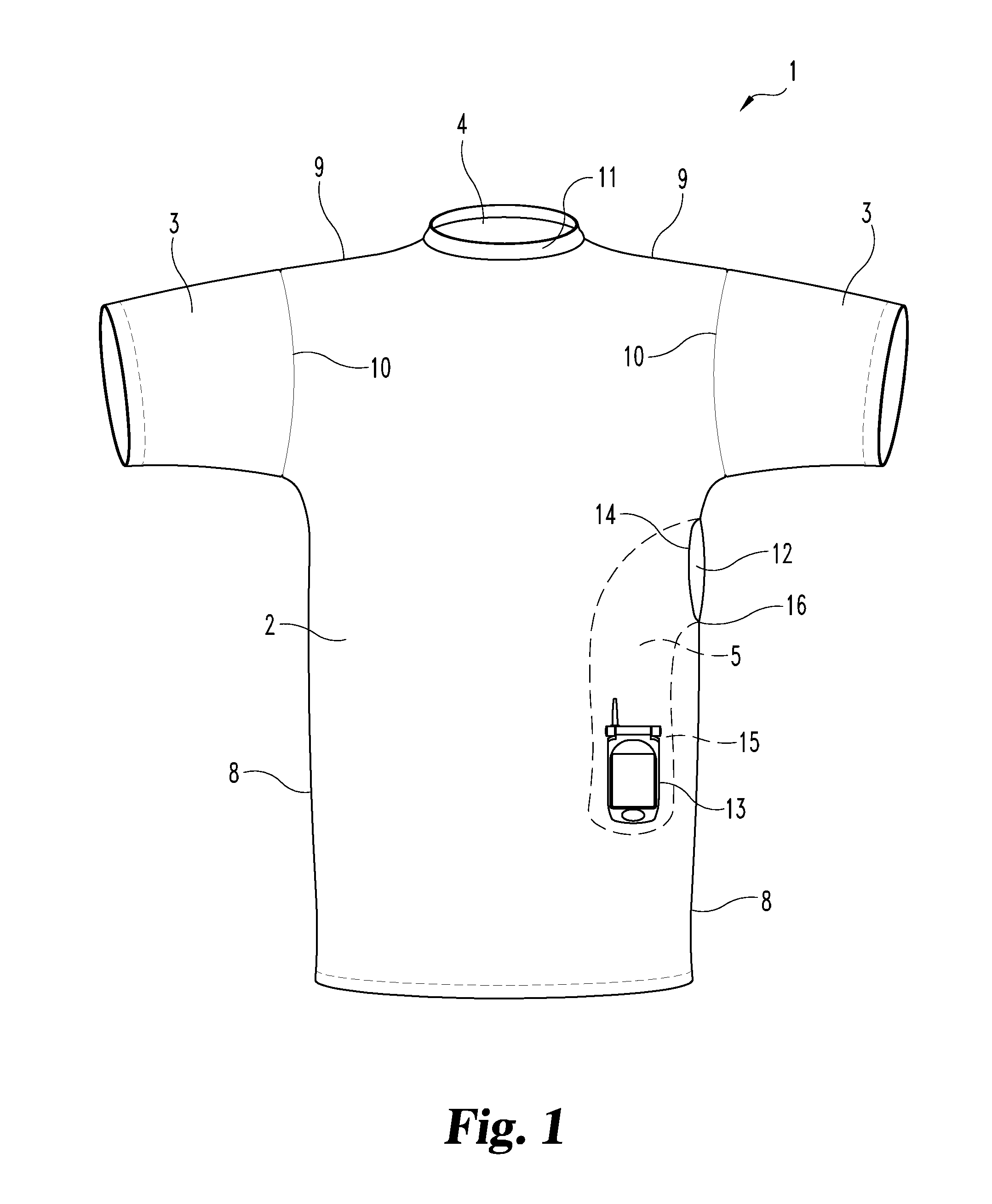 Shirt with lateral pocket for holding cellphone or the like