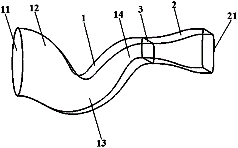 S-shaped bent shrinking-expanding spray pipe structure