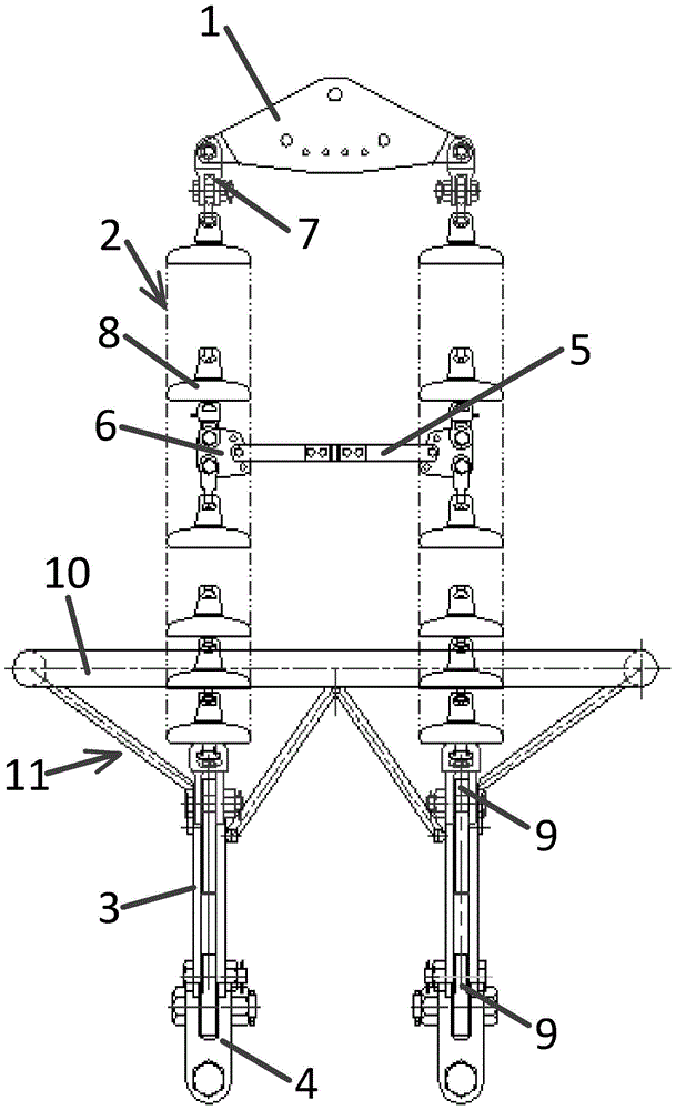 Interval rod used for insulator chain