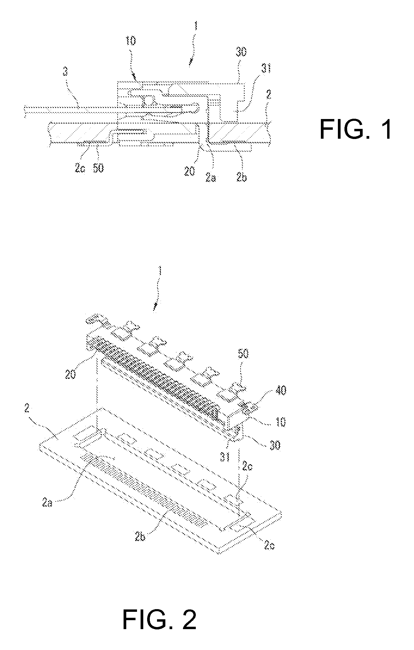 Mounting structure and method of connector for flexible cable